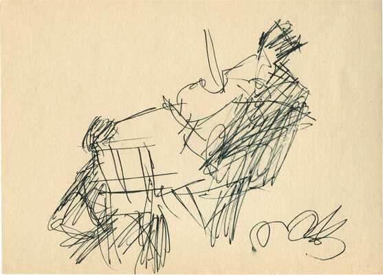 Зверев Анатолий Тимофеевич. Соло скрипача. Рисунок из тетради «Репетиция оркестра»